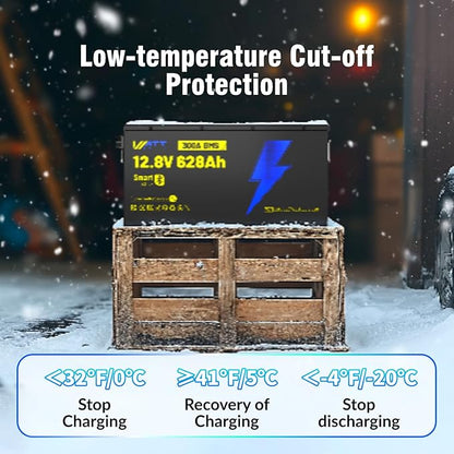 WattCycle 12V 628Ah LiFePO₄ Battery, Lithium Battery 12V 300A BMS, Lithium RV Batteries Built-in Bluetooth, IP65 Waterproof, 8038Wh Energy Storage, Perfect for Home Energy, RV, Marine, Solar, Off-Grid