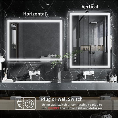 20"x28" LED Bathroom Mirror with Lights, Dimmable, Anti-Fog, Lighted Bathroom Vanity Mirror for Wall, Backlit + Front Lit, Memory Function, Shatter-Proof, Tempered Glass