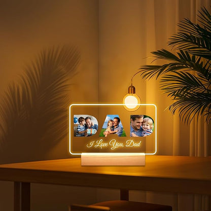 Personalized Picture Frames with Photo, Custom Photo Frame with Night Light, Customized Girlfriend Photo Gifts, Ideal Gift for Couples Anniversary Birthday Mom Dad Him Her