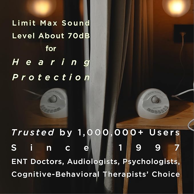 WELLCARE-Naturcare Sound Relaxation, White Noise, 7 Nature Sounds, Sleep Sound Machine, Calm Infants, for Baby, Kids, Adult. Stepless Volume, Timer, Powered by Adapter or Batteries(Both Not Incl.)