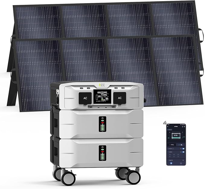 IEE 5120Wh Portable Power Station SP5000 with 2×400W Solar Panel, 120/240V 5000W(Peak 9000W) AC Output Solar Generator, Expandable Capacity, LFP Battery Generator for Home Use, Power Outages, RVs