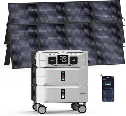 IEE 5120Wh Portable Power Station SP5000 with 2×400W Solar Panel, 120/240V 5000W(Peak 9000W) AC Output Solar Generator, Expandable Capacity, LFP Battery Generator for Home Use, Power Outages, RVs