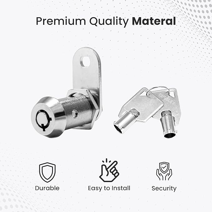 Kingsley Tubular Cam Lock - 5/8" Cylinder, Chrome Finish, Keyed Alike, RV, Cabinet, ATM, Vending & Tool Box Lock