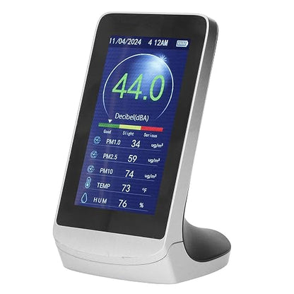 Sound Meter, Wall Hanging LCD Sound Level Meter 30-130db Noise, Temp, Humidity, PM2.5 Detector - Sensor, Large Display, Ideal for Home and Office