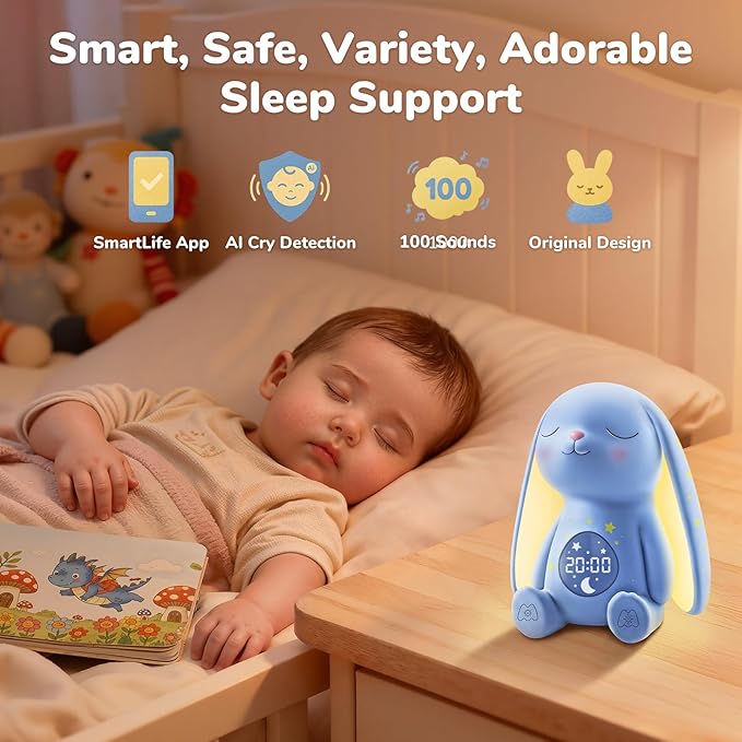 2025 Mom's Choice Awards | White Noise Sound Machine Baby – AI Cry Detection, 100 Soothing Sounds, App Control, Night Light, Sleep Trainer, Sound Machine for Sleep, Newborn Essentials, Alarm Clock