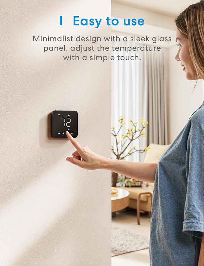 meross Smart Thermostat for Home, WiFi Thermostat Works with Matter, Alexa, Apple Home, Google Assistant, App & Voice Control, 7x24h Scheduling, Energy Saving, C-Wire Required