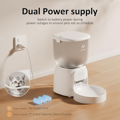 Automatic Cat Feeder WiFi: 5G Smart Auto Pet Feeder with App Remote Control- Timed Feeding Cat Food Dispenser with Airtight Lock-Fresh- Easy to Clean& Dual Power Supply 1-10 Meals per Day