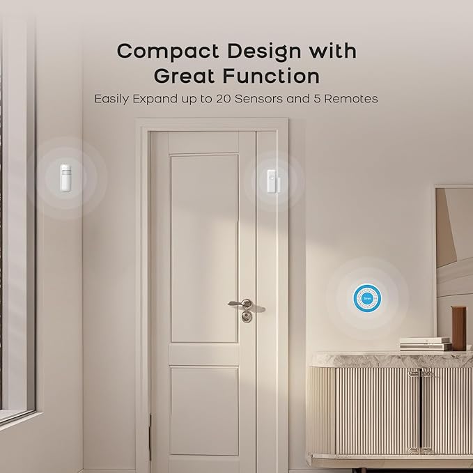 PGST Home Alarm System,Smart Home Security Systems with Instant Tuya App Alerts,8 Pieces Door Alarm Kits Siren Hub with Motion and Door Sensors,Remote,Work with Alexa for Villa,Apartment,Kids Safety