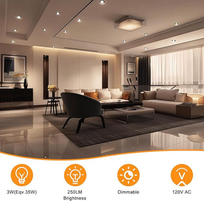 YGS-Tech 2 Inch LED Recessed Lighting, Dimmable Downlight 3W(35W Halogen Equivalent), CRI80, 3000K Warm White Ceiling Light with LED Driver(4 Pack)