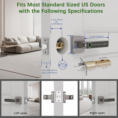 Smart Door Lock, Fingerprint Door Knob, 5 in 1 Digital Knob APP/Keypad Code/IC Cards/Fingerprint/Keys, for Home Hotel Apartment Office