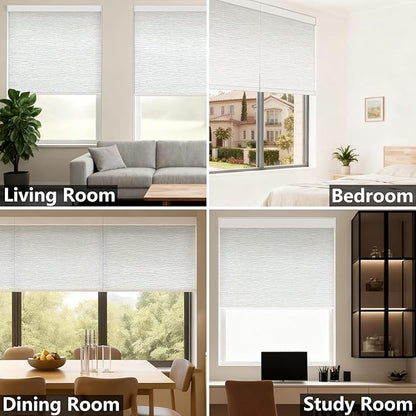 Smart Motorized Blinds – 100% Blackout Roller Shades with Remote, Alexa/Google Home/Siri Control, Matter Compatible, Wireless Rechargeable Battery, Custom Sizes for Windows & Sliding Doors