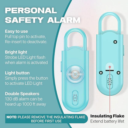Personal Safety Alarm for Women Girls, 130dB Loud Siren + LED Light, Stylish Keychain, Easy-Pull Emergency Self-Defense for Night Safety, Running, Travel, College Students & Stocking Stuffer Gifts
