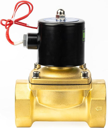 U.S. Solid 2" Solenoid Valve - 110V AC Brass Electric Solenoid Valve, Normally Closed, Viton Seal