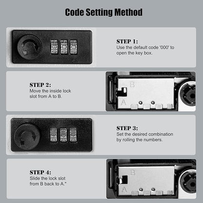 Sumerfnt Key Box Wall Mount with Code, Key Cabinet Lock Box for 40 Keys, Metal Key Storage Box with Key Tags and Number Sticker, 12.1"x 8.1" x 2.6"