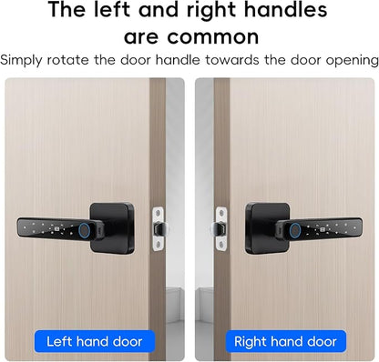 Smart Door Knob with Key & Keypad, Bluetooth Keyless Entry, Biometric Fingerprint Door Lock - Privacy & Passage Doorknob Functions for Home, Bedroom, Office, and Apartment