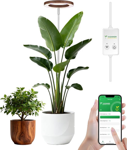 yadoker Plant Grow Light, Smart Plant Light Compatible with Alexa,Google for Indoor Plants,Height Adjustable,Customized Light Brightnesss,Multiple Timers