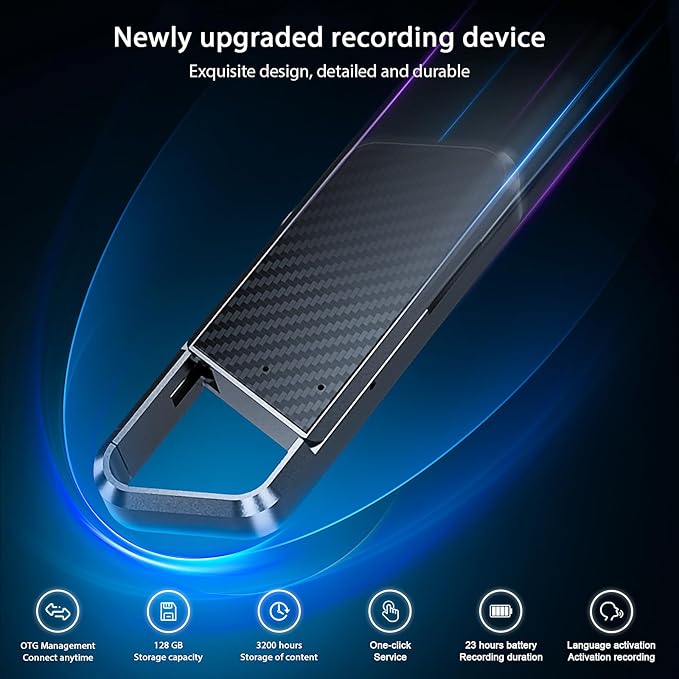 128GB Voice Activated Recorder - Recording Device with 3200H Long Duration Vioce Recorder for Lecture & Meeting - HD Audio Recorder Supporting MP3/WAV Formats