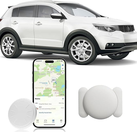 Tracker Device for Vehicles,GPS Car Tracker Works with Apple Find My(iOS Only),Anti-Lost Car Locator,Mini Hidden Car Tracker with Magnetic Case (1PCS White Tracker, White Magnetic Case)