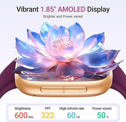 Fitpolo Smart Watch for Women, 1.85" AMOLED Fitness Tracker with Bluetooth Call, Heart Rate/Sleep/SPO₂ Monitor, 100+ Sports Modes, 3ATM Waterproof Smartwatch for Android/iPhone, Includes 2 Bands