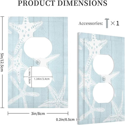 Beach Starfish Vintage Wood Rustic Country Ocean Outlet Covers 1 Gang Duplex Light Switch Cover Decorative Switch Plates Electrical Receptacle Faceplate Wall Plate for Farmhouse Kids Room Decor
