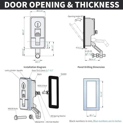 Loclink Compression Latch Lock Marine Grade Zinc Alloy for Boat Hatches, RV Camper Adjustable Lever Push Nutton Latches Hand Operated, 2-Pack with 4 Keys