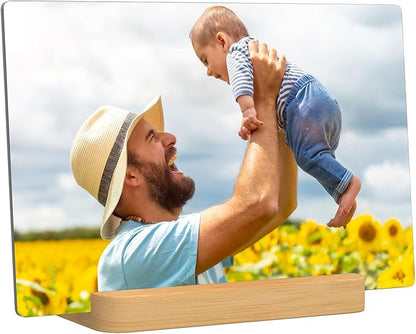XIAODAXIA Custom Metal Photo Frame Gifts Personalized Photo Prints for Famlily and Friends -Gift Wrapping Available-Horizontal and Text-Sameday Pickup