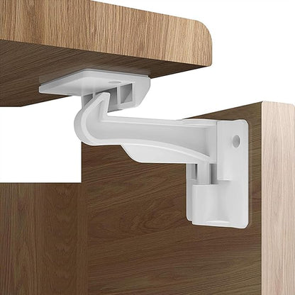 4 Pack Upgraded Invisible Baby Proofing Cabinet Latch Locks – No Drilling or Tools Needed, Fits Most Cabinets & Drawers, Works with Countertop Overhangs, Strong Adhesive for Easy & Secure Installation