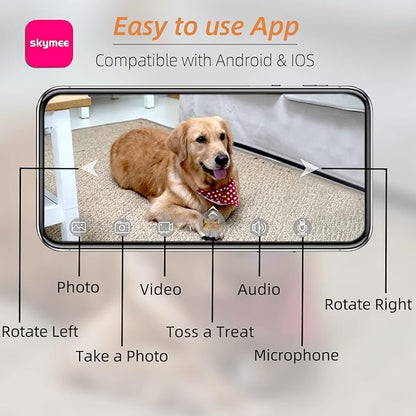Petalk AI II Dog Camera Automatic Treat Dispenser, 5G WiFi Pet Camera with 180° Pan Full-Room View,Night Vision,Two Way Audio for Dogs and Cats,Compatible with Alexa