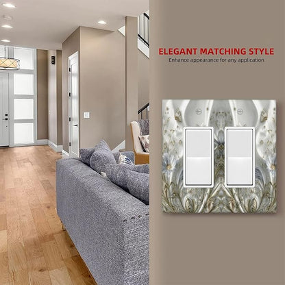 Artistic Flowers Floral Plant 2 Gang Double Rocker Decorative Light Switch Covers Electrical Faceplate Switch Plates for Bathroom Kitchen Home