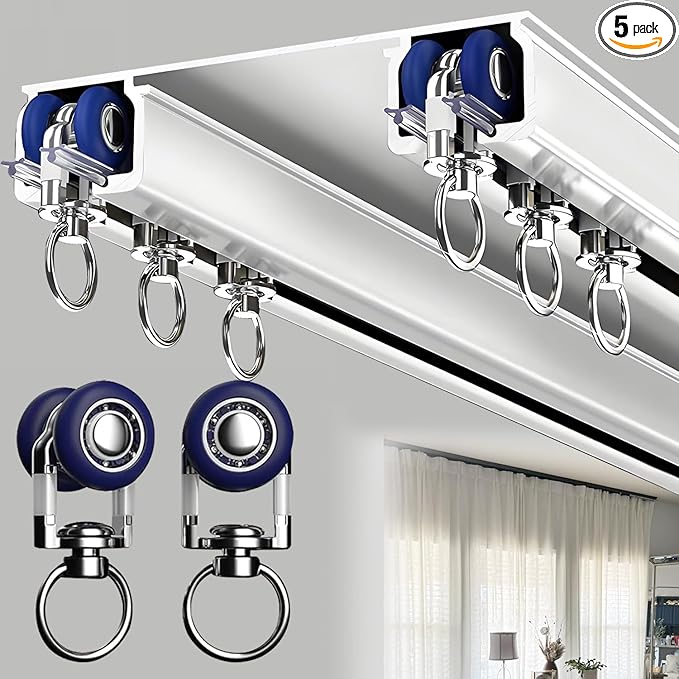 Double Curtain Track Ceiling Mounted, Heavy Duty Aluminum Sliding Rails for Curtains, Silent Double Curtain Track System for Drapes Room Dividers Living Room Bedroom (White,2.5m(8.2ft))