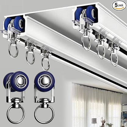 Double Curtain Track Ceiling Mounted, Heavy Duty Aluminum Sliding Rails for Curtains, Silent Double Curtain Track System for Drapes Room Dividers Living Room Bedroom (White,3m(9.8ft))