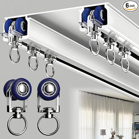 Double Curtain Track Ceiling Mounted, Heavy Duty Aluminum Sliding Rails for Curtains, Silent Double Curtain Track System for Drapes Room Dividers Living Room Bedroom (White,4.5m(14.8ft))