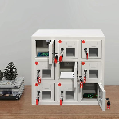 9 Door Cell Phone Locker with Charging Station, Rechargeable Mobile Device Phones Storage Cabinet with Anti-Interlocking Lock for Office Classroom Hotel (9 Slots)
