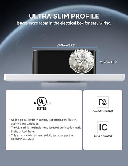 ELEGRP WiFi Smart Rotary Traic Dimmer with 1.8 inch TFT Display Screen, Single Pole, Needs Neutral Wire, 2.4GHz Wi-Fi, Compatible with Alexa and Google Home, No Hub Required, UL Listed, 1 Pack, White