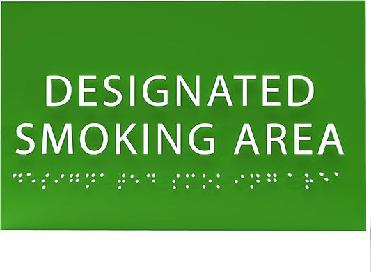 6" X4" Designated Smoking Area Sign - ADA Compliant Tactile Graphics Grade 2 Braille Text | Smoking Permitted Wall Signs for Offices, Private Businesses, Schools, and Restaurants