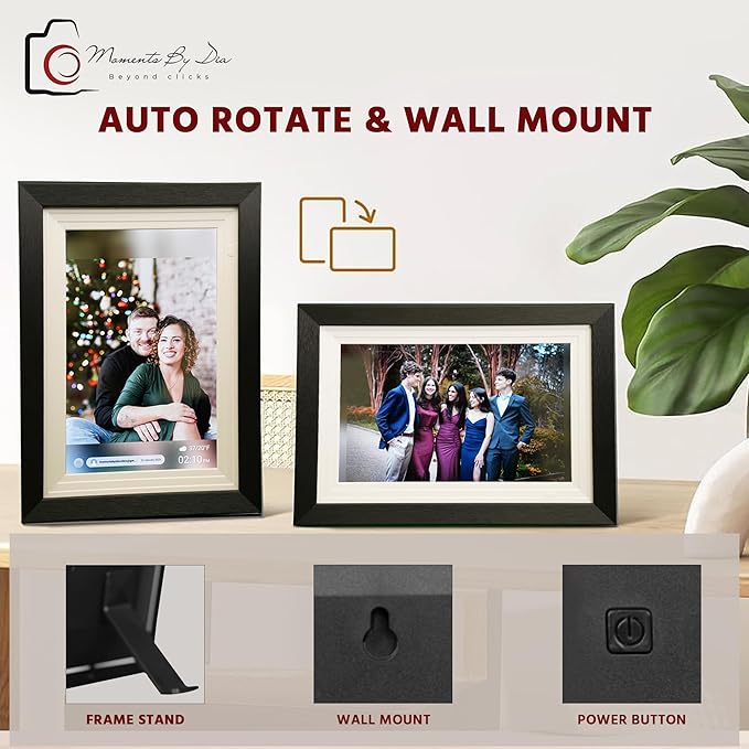 10.1” Frameo WiFi Smart Digital Photo Frame, 32GB with HD IPS Touchscreen, Auto-Rotate, Easy Photo & Video Sharing via Frameo App, Wall Mountable Electronic Gift for Family & Grandparents