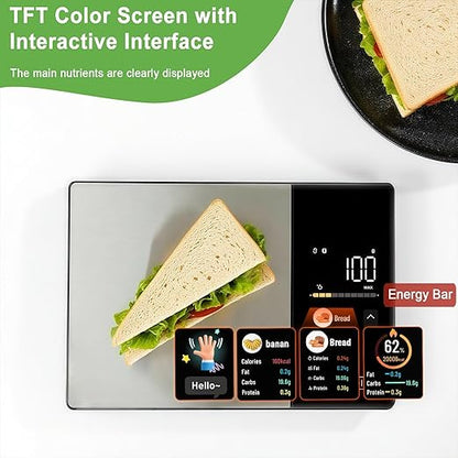 Smart Food Scale with Nutritional Calculator, Digital Kitchen Scale for Weight Loss, Free App with 23 Nutrients & Calorie Tracking, Digital Weight Grams & Ounces, 11 lb/5 kg