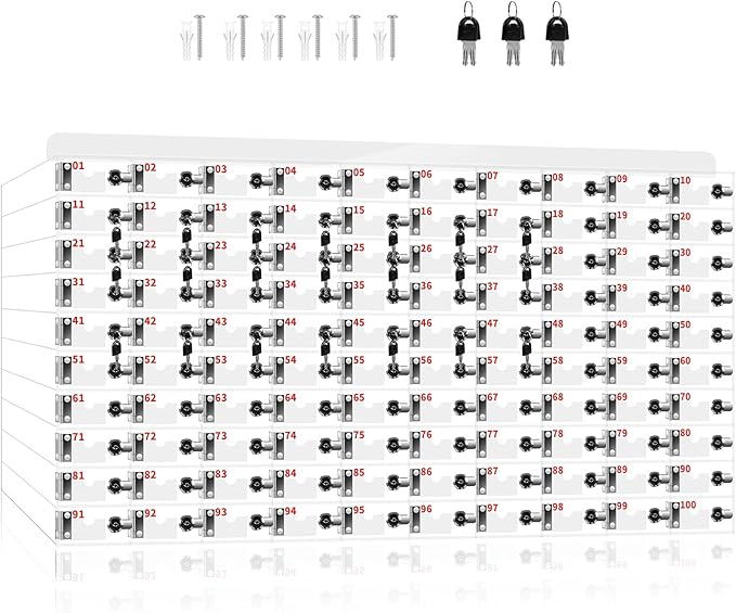 100 Slots Cell Phone Locker Box for Classroom Clear Acrylic Cell Phone Storage Cabinet with Door Locks and Keys for Classroom School Students Office Factory Employees