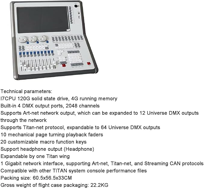 14.1" Professional DMX512 Lighting Controller, 2048 Channels, 4 DMX Outputs, Supports Art-net & Titan-net, Perfect for Light Shows & Events