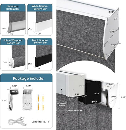SmartWings Motorized 100% Blackout Shades Blinds, Custom Size, Cordless Window Shades Rechargeable Battery, Work with Matter/Apple HomeKit, Alexa, Thread/Zigbee, Remote Optional, Eclipse Anchor Grey