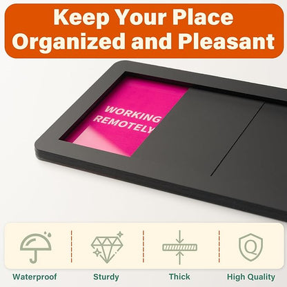 Office Door Signs 5 Options Do Not Disturb, Please Knock, In A Meeting, Out Of Office, Working Remotely Privacy Door Slider Sign for Meeting & Conference Room Black