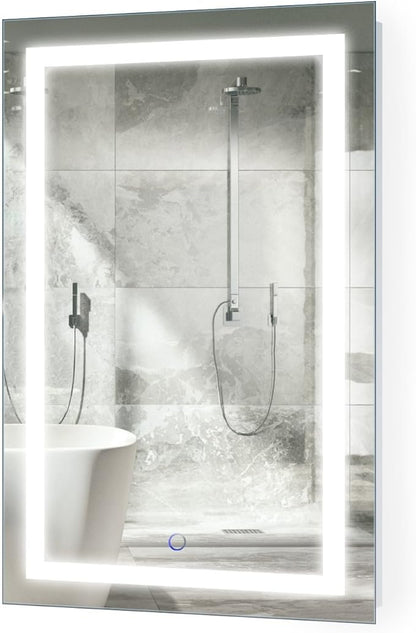 Krugg | 20 Inch X 32 Inch LED Bathroom Mirror | Lighted Vanity Mirror Includes Dimmer & Defogger | Wall Mount Vertical or Horizontal Installation