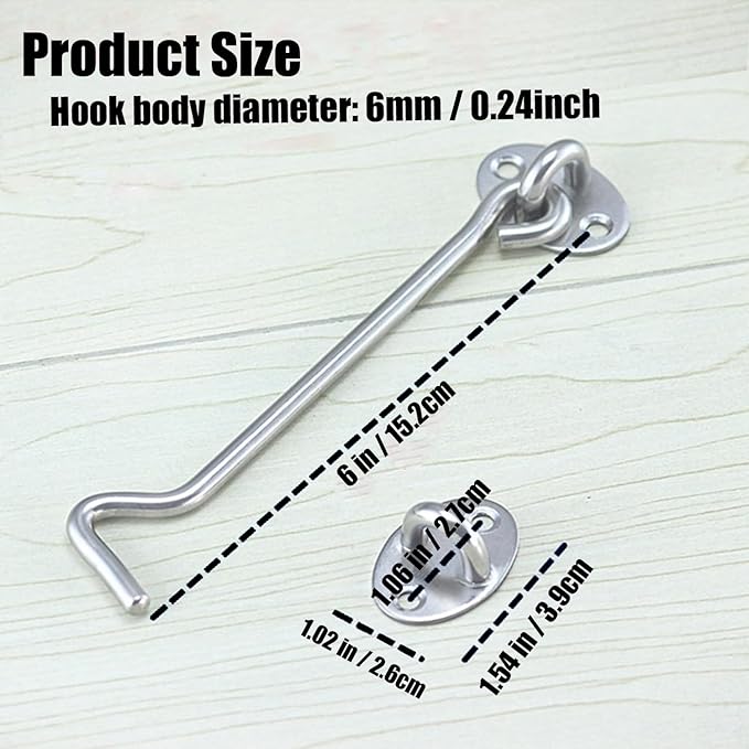 4 Pack Barn Door Latch Door Lock Hardware, Sliding Door Lock Eye Hook Latch with Screws, Rust-Resistant Metal Gate Latch, Privacy Hooks Latch for Inside Door