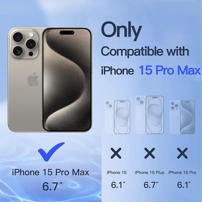 JETech Privacy Screen Protector for iPhone 15 Pro Max 6.7-Inch with Camera Lens Protector, Anti-Spy Tempered Glass Film, Easy Installation Tool, 2-Pack Each