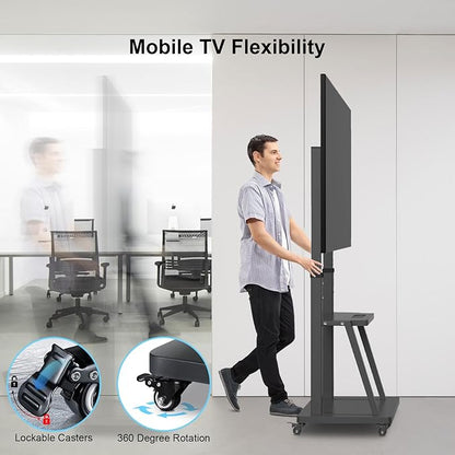 Smart Board Stand with Wheels,Height Adjustable Mobile Rolling Stand for Classroom & Office, Holds up to 300lbs, Whiteboard Portable Cart on Wheels (for 43-65 Inch Smart Board)