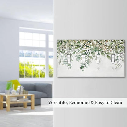 Light Switch Covers Sage Green Eucalyptus Watercolor Plant Leaves Quad Toggle Electrical Faceplate 4 Gang Wall Plate Decorative Switch Plates for Bedroom Bathroom Decor