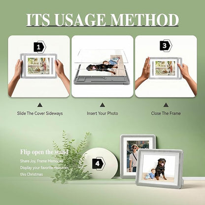 5x7 Picture Frame, Clear Acrylic Photo Frame with White Mat for 4x6 Photos, One-Piece Shatterproof Tool-Free Design, UV-Resistant Waterproof Tabletop Frame for Home Office Decor with 10-Year Warranty