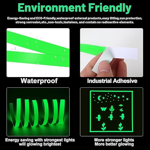 Glow Tape Glow in The Dark Waterproof Outdoor 0.6 Inch x 33 Feet Fluorescent Tape Luminous Tape Halloween Decorations and Stage