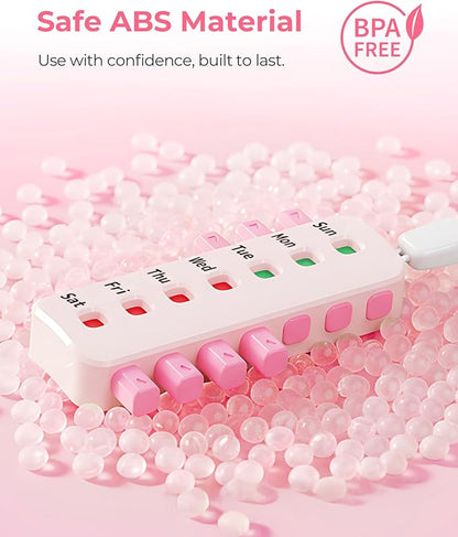 Pill Reminder for Easy Tracking Without Refills, Reusable Pill Tracker for Vairous Bottles, Arthritis-Friendly & Anti-Slide Medication Tracker, Compact Medicine Reminder for Pet Meds, Pink, 2-Pack