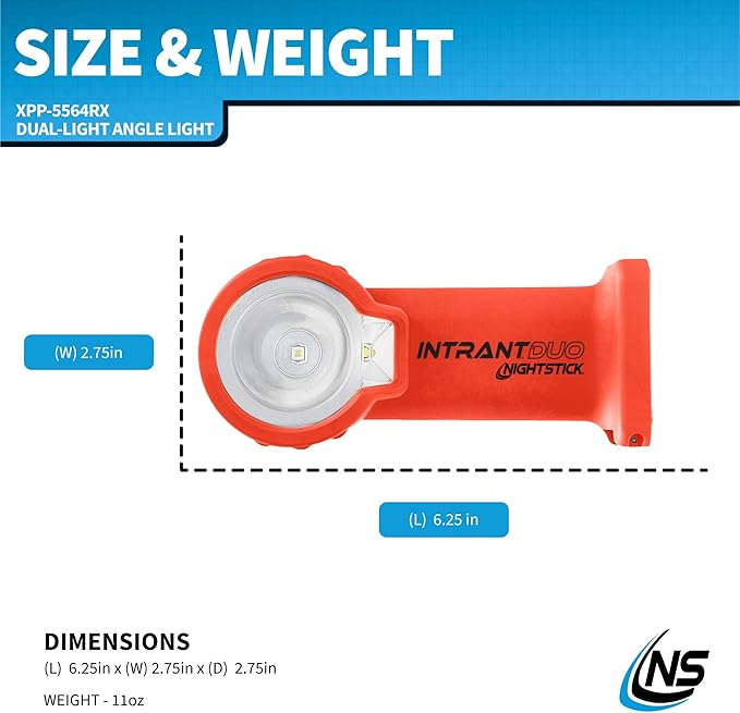 Nightstick XPP-5564 Intrant® Duo Intrinsically Safe Turbo Dual-Light Angle Light - 4 AA